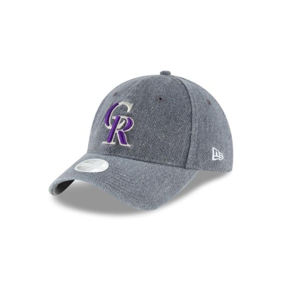 Grey Colorado Rockies Hat - New Era MLB Faded Denim 9TWENTY Adjustable Caps USA6493052